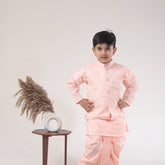 Boys Peach Dhoti Kurta with Jacket – Traditional Ethnic Wear for Kids